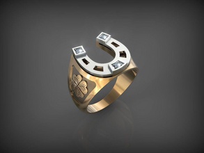 herradura anillo stl joya joyería oro boda gemas diamante piedras preciosas anillos imprimible plata santayork compromiso caballo suerte trébol babochka 3d print model - Mito3D
