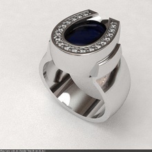 horseshoe ring jewelry replica unisex mens sapphire shoe diamonds luck fortune success happiness rings 3d print model - Mito3D