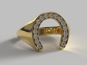 ferro cavallo sigillo squillare anello diamante oro platino argento rubino zaffiro smeraldo pietre preziose gemme 14k 18k 24k 10k gioielleria anelli 3d print model - Mito3D