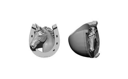 ferri cavallo alto dettagliata squillare animale cavalcata testa gioielleria argento oro Stampa stampabile cnc anelli 3d print model - Mito3D