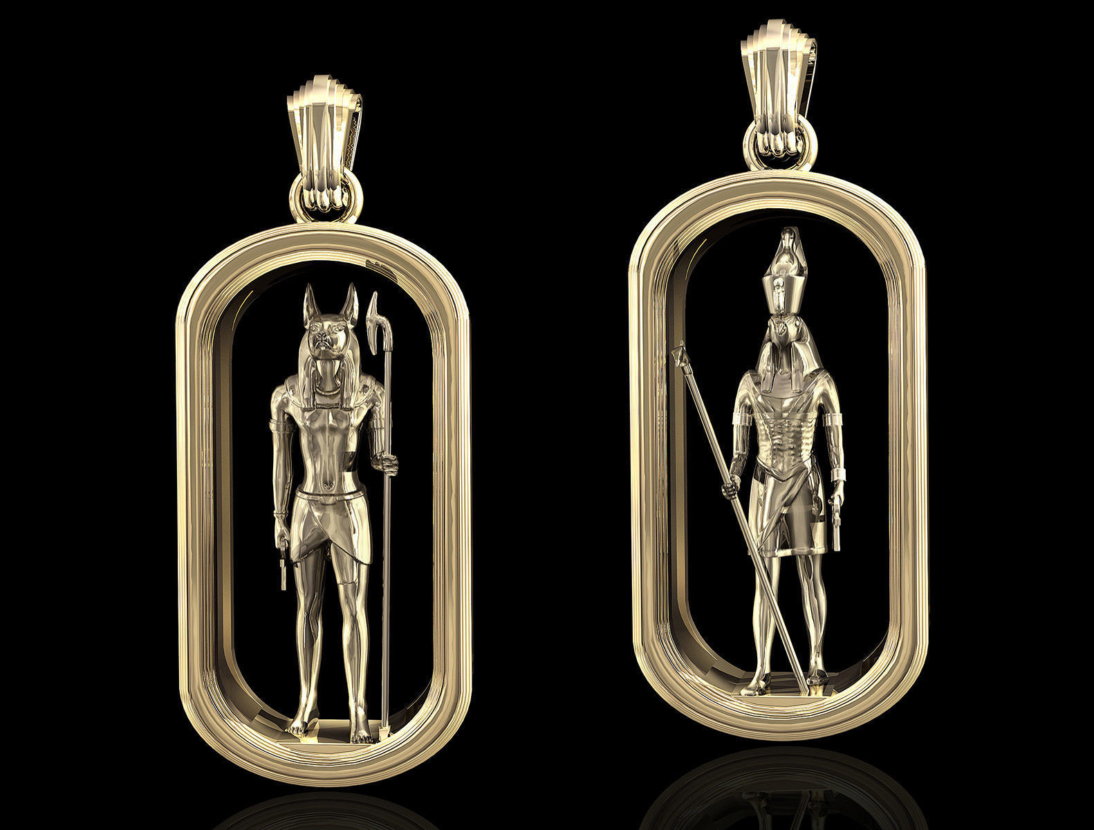 horus anubis pendant 3d printable stl jewelry pendants ancient egyptian gold silver platinum men women egypt stylish obj pharaoh 3D print model - Mito3D