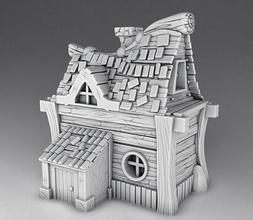 house wooden roof 3d 3dprinting 3dprint middleages wood 28mm miniatures stylized blizard warcraft castle decor toy building architecture rpg clashofclans games toys board 3d print model - Mito3D