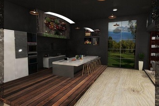 ev mutfak odun zeminler duvarlar mobilya oda çağdaş oturma yeri sandalye aile pencere lüks mimari masa iç yerleşik banliyö 3d print model - Mito3D