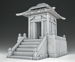 house chinese temple stairs steps 3d 3dprinting 3dprint middleages wood 28mm miniatures stylized blizard warcraft castle decor toy building architecture rpg farm japon games toys board 3d print model - Mito3D
