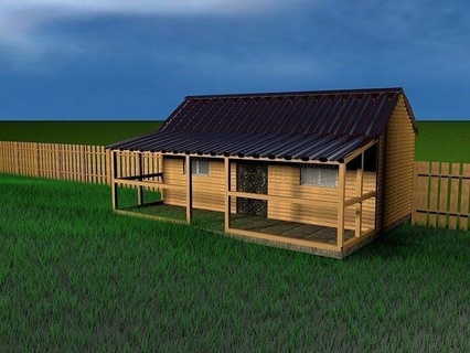 ev kabin metal çatı Çiftlik Odun mimari köy 3d print model - Mito3D
