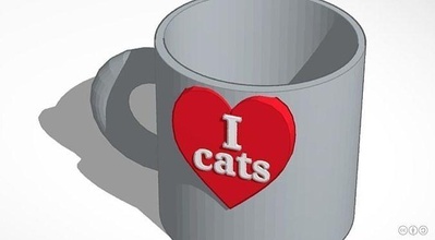 house love cats cup design houseware tableware toy illustration games toys 3d print model - Mito3D