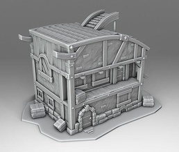 casa Sombrio recipiente ilustração arquitetura caixa madeira caixote criatura retro publicidade apresentação científico pacote mobília isolado 3d print model - Mito3D