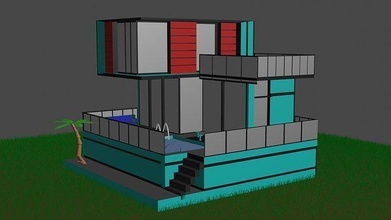 ev modern köy Kent bina halkı iç dış mekan 3d print model - Mito3D