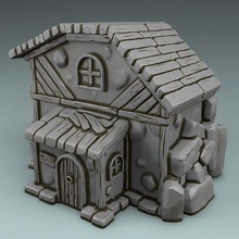 house in rock 3d 3dprinting 3dprint middleages wood 28mm miniatures stylized blizard warcraft castle decor toy building architecture rpg clashofclans games toys board 3d print model - Mito3D