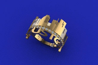 houston city ring gold htx jewelry rings 3d print model - Mito3D