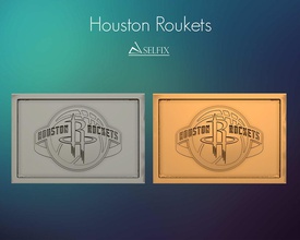 houston foguetes logotipo alívio basquetebol arte esculturas sinais logotipos 3d print model - Mito3D