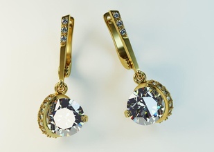 gezinme elmas küpe takı lüks değerli altın parlıyor mücevher parlak yazdırılabilir moda güzellik 3d print model - Mito3D