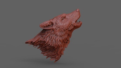 clamoroso lobo cabeza carnivora mamífero abeto canino bestia estatua figurilla miniatura animal kurt jaula aullido arte esculturas 3d print model - Mito3D