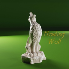 howling wolf sculpture statue miniature highdetail blender miniatures games toys wood character wargame tabletop dnd board statuette creature 3d print model - Mito3D