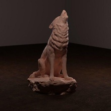 clamoroso lobo perro arte escultura mamífero animal fornido naturaleza aullido hombre salvaje esculturas bestia estatua criatura 3d print model - Mito3D