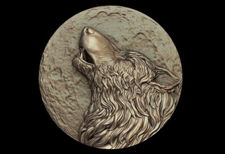 howling wolf medallion howl animal pendant jewelry jewellery dog relief moon art sculptures 3d print model - Mito3D
