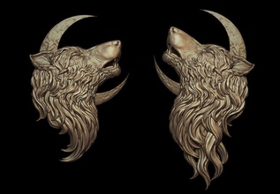 hurlement loup pendentif 2 versions animal sauvage soulagement médaillon bête bijoux art sculptures 3d print model - Mito3D