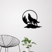 howling wolf wall decoration dog nature wild forst 2d 3d deco silhouette interior art 3d print model - Mito3D