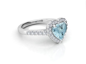 hs r030 engagement ring gemstone diamond heart halo jewelry gem platinum jewel printable luxury brilliant gold zennio rings 3d print model - Mito3D
