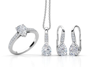 hs r07 conjunto jóias platina luxo printable gem anel de diamante brinco pingente zennio outros 3d print model - Mito3D