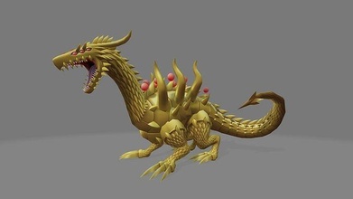 huanglongmon golden dragon digimon monster anime cartoon model games toys 3d print model - Mito3D