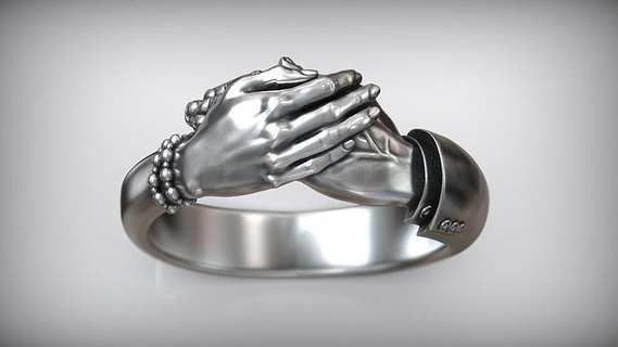 abraço mãos homens mulheres abraçando dedo anel mão halping suíte unissex noivado namorados sólido fofa prata cnc moagem imprimível joalheria renderização stl argolas 3d print model - Mito3D