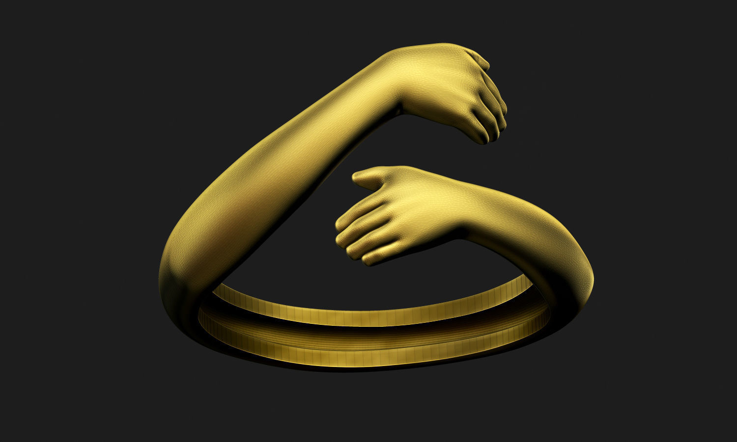 hug ring hand creative wedding couple love embrace arm jewelry rings 3D print model - Mito3D