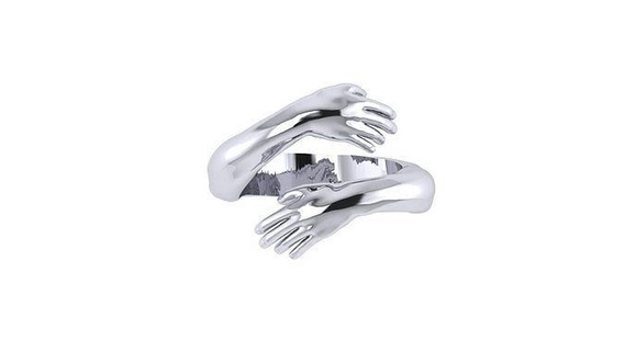 abbraccio squillare San Valentino argento amore mano oro gioielleria anelli 3d print model - Mito3D