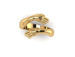 abrazo anillo manos oro diseño joyería joya anillos 3d print model - Mito3D