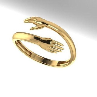 abrazo anillo manos mujer lujo oro platino compromiso plata joyería joya mano amor anillos 3d print model - Mito3D