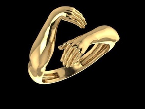 hug ring gold embrace fashion printable wedding jewellery silver beauty jewel jewelry rings 3d print model - Mito3D