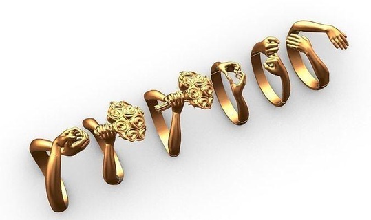abraço argolas promessa anel ouro prata bronze impressão afeição amar amizade joalheria mão anatomia símbolo imprimível 3d print model - Mito3D