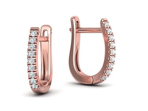 huggy Diamant Ohrringe Frauen 3dmodel Ohrring druckbar cad brillant Schmuck USA Kanada Europa Frankreich 3d print model - Mito3D
