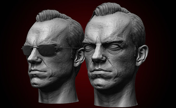 hugo weaving - agent smith head agentsmith keanu reeves neo morpheus trinity art statue miniatures figurines sculptures movie actor character keanureeves likeness 3D print model - Mito3D