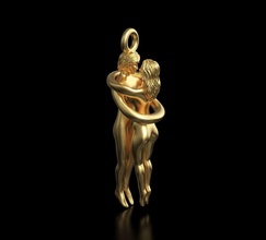 hugs pendant hug jewelry love miniature statuette emotion figure anatomy male female man woman body sculpture valentine gold silver creative pendants 3d print model - Mito3D