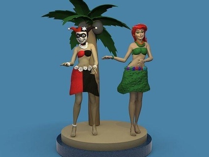 hula Bambola Harley quinn dc Batman veleno edera Hawaii danza donna bella allucinogeno divertimento arte sculture 3d print model - Mito3D