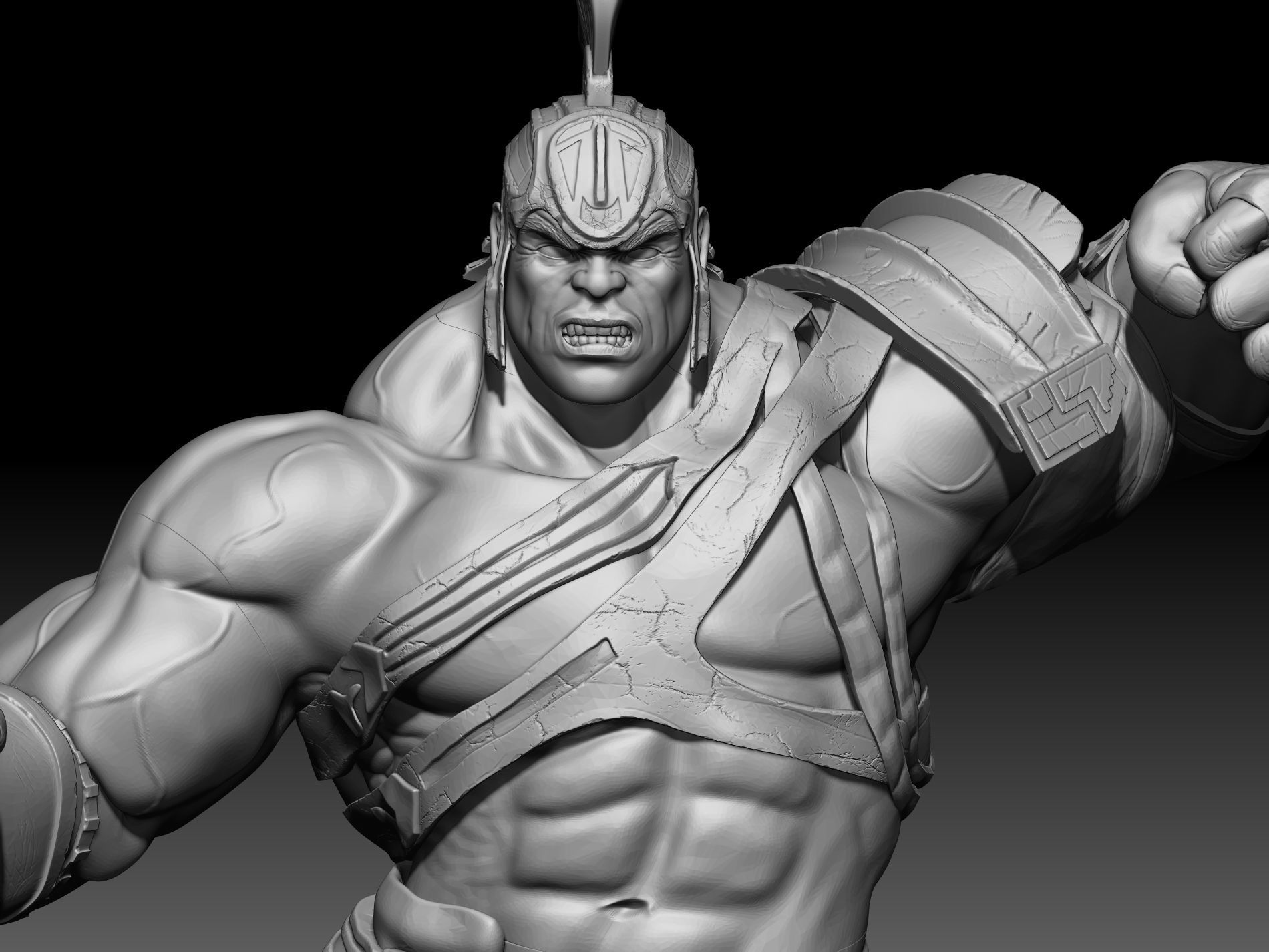 hulk 3d yazdır kalabalık savaşçı adam kuvvetli kas vücut karakter kahraman dövüşçü gücü heykel hayret demir sanat heykeller 3D print model - Mito3D