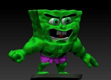 Hulk bob sünger Yenilmezler süper kahraman nadir Esponja Sanat heykeller 3d print model - Mito3D