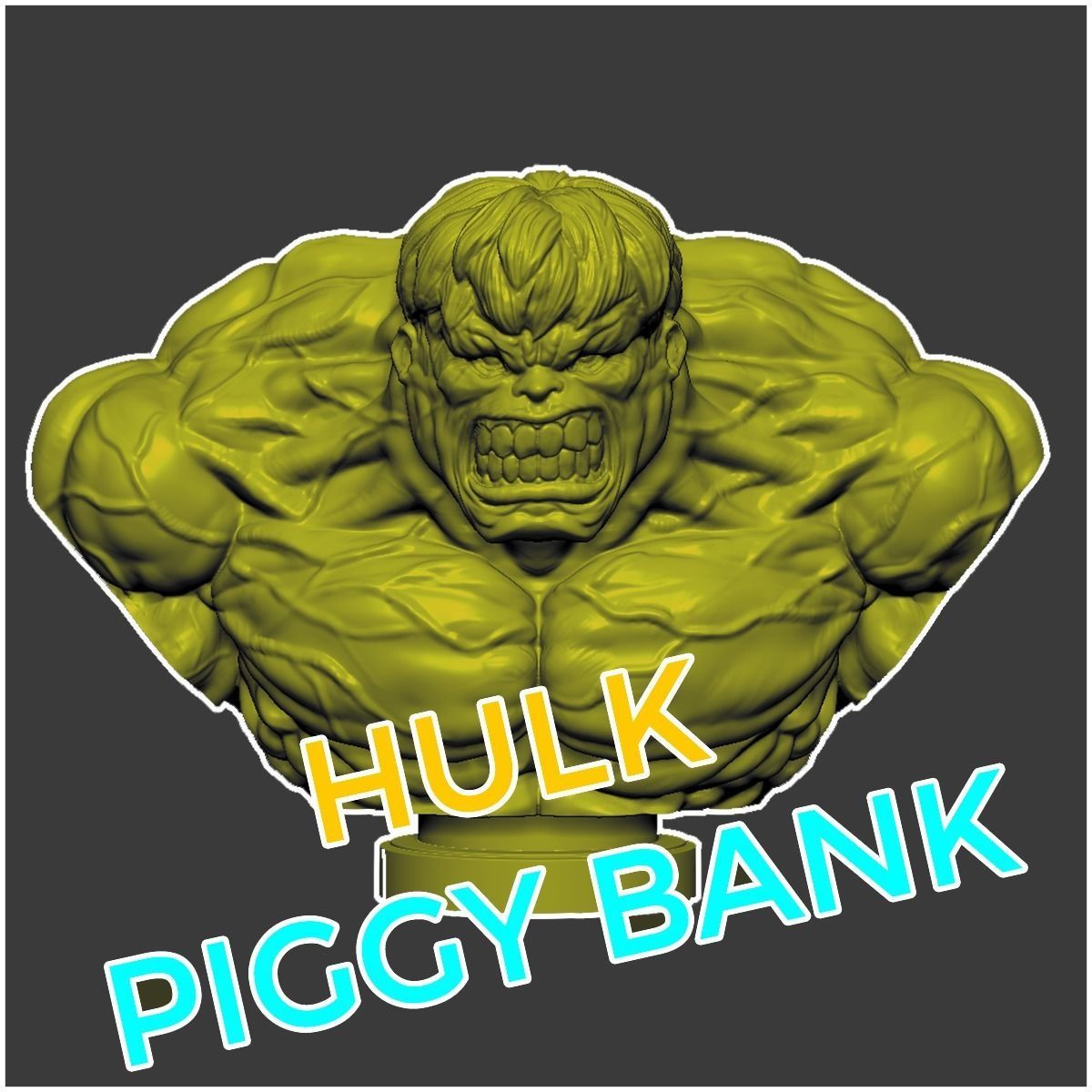 ponton hulk buste porcin banque merveille super héros enregistrer argent bande dessinée vengeur espèces économie homme fer dessin animé capitaine jeux jouets monnaie 3D print model - Mito3D