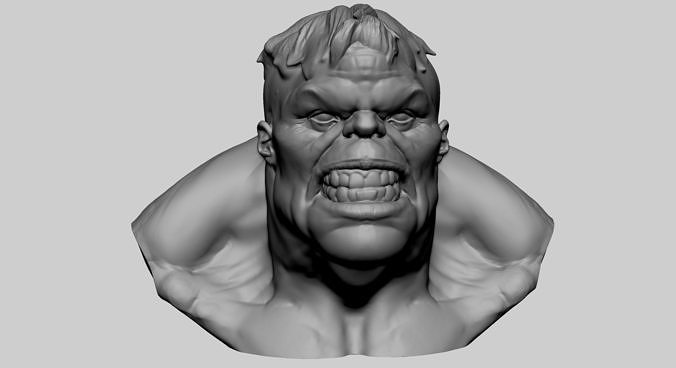 hulk bust v2 characters male anatomy statue figure people creatures portrait sculpting character fantasy face art sculptures 3D print model - Mito3D