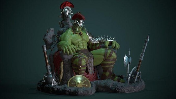 hulk throne 3d design characters printable character art sculptures 3d print model - Mito3D
