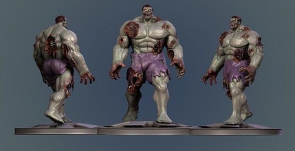 hulk zombie arte scultura figura azione statua eroe zbrush sculture 3d print model - Mito3D