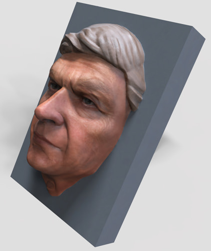 human face head man old male relief colorprint print colored character art scans replicas 3D print model - Mito3D