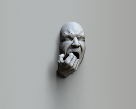 umano viso paura arte pezzo moderno astratto scultura decorazione contemporaneo statua sculture 3d print model - Mito3D