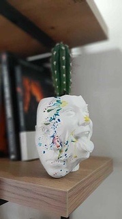 human face stylized pot 3d print model clay pottery ceramic cup porcelain houseware tableware flowerpot people vase printable decor skeleton decoration art sculptures house 3d print model - Mito3D