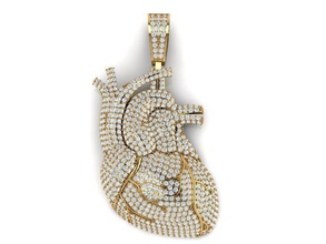 human heart 3d pendant jesus charm cad print jewelry gold rhino matrix zbrush valentine pendants 3d print model - Mito3D