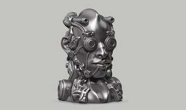 human robot head bust 147 3d print model battle mechanic scifi futuristic sculpture clay ogre orc creature character monster space armor figure face miniatures art sculptures 3d print model - Mito3D