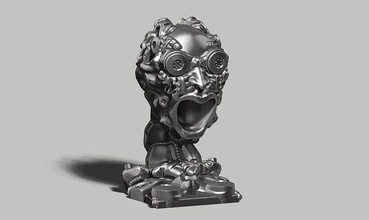 Humain robot tête buste a03 3d impression modèle bataille mécanicien scifi futuriste sculpture argile ogre orc créature personnage monstre espace armure figure visage art 3d print model - Mito3D