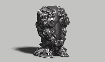 humano robot cabeza busto a03 3d impresión modelo batalla mecánico ciencia ficción futurista escultura arcilla ogro orco criatura personaje monstruo espacio armadura figura cara Arte 3d print model - Mito3D
