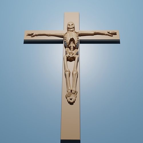 Skelettkreuz 3d stl Modell cnc Router gravieren Linderung streben cncfiles Dateien Jesus Kruzifix Kreuz Aufstieg Christian Bibel Religion Haus Dekor Dom jüdisch Judentum religiou Objekt 3D print model - Mito3D